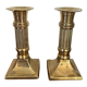 Pair of brass column candle holders