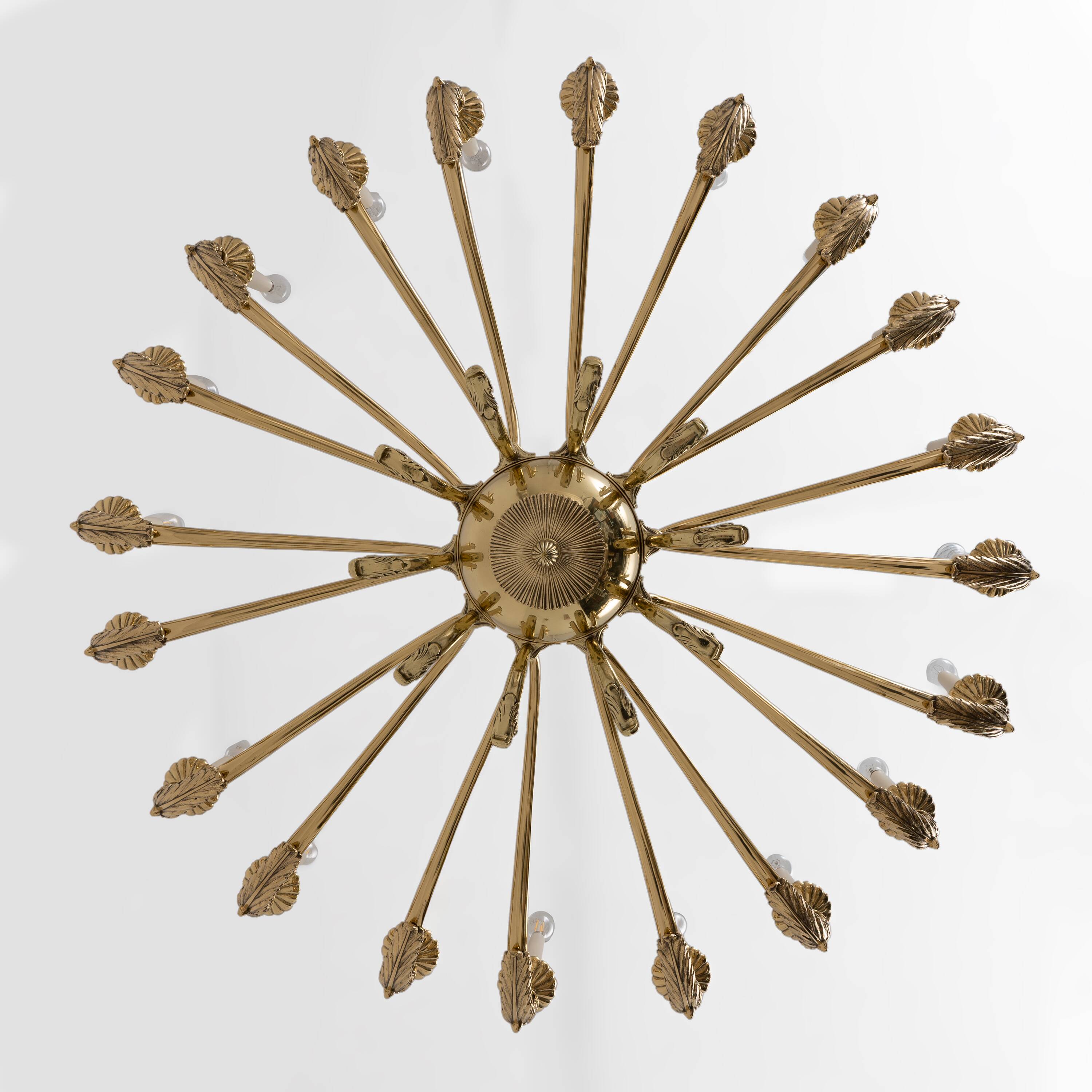 Italian Neoclassical Style 20-Light Brass Chandelier, 1950s
