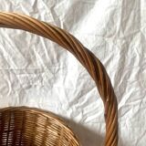 Old woven wicker umbrella stand