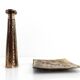 Brutalist bronze ashtray and candle holder set, France, circa 1980