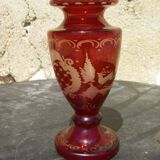Vase with Hyacinth era Napoleon III , Bohemian Crystal , Garnet Red