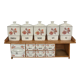 Set wood shelf and Art Deco spice jars