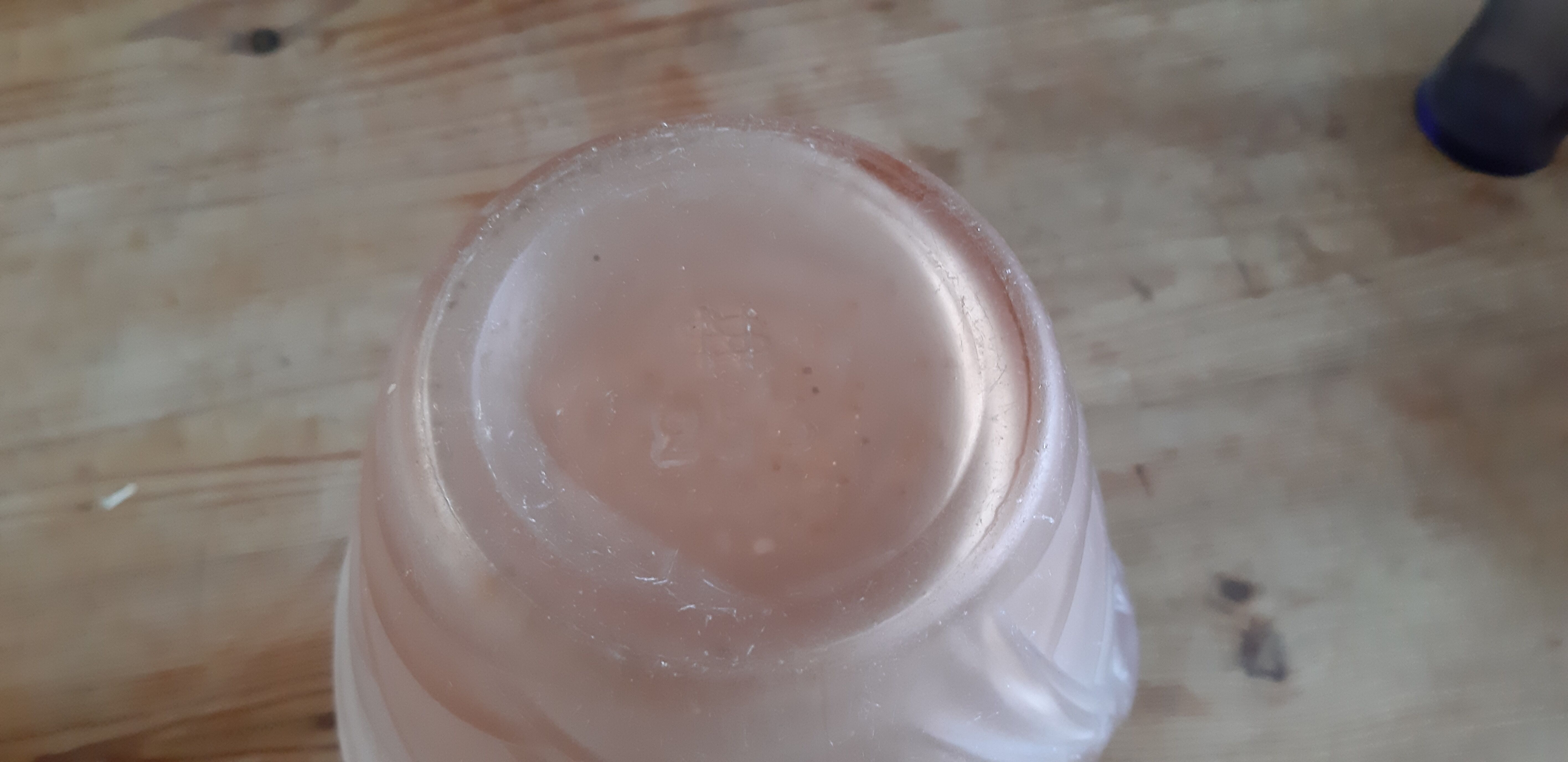 Pair of art deco vases in salmon glass signed NS