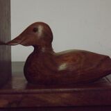 Hand carved wooden duck bookends