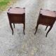 Pair of oak bedside tables with curtained niche doors