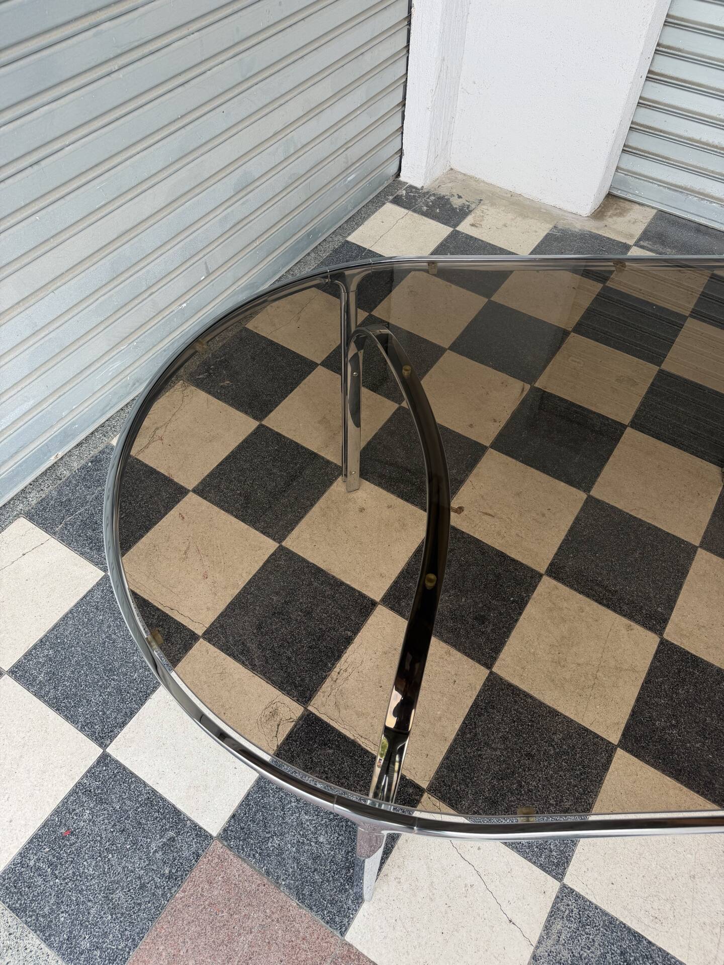 Vintage glass and chrome table