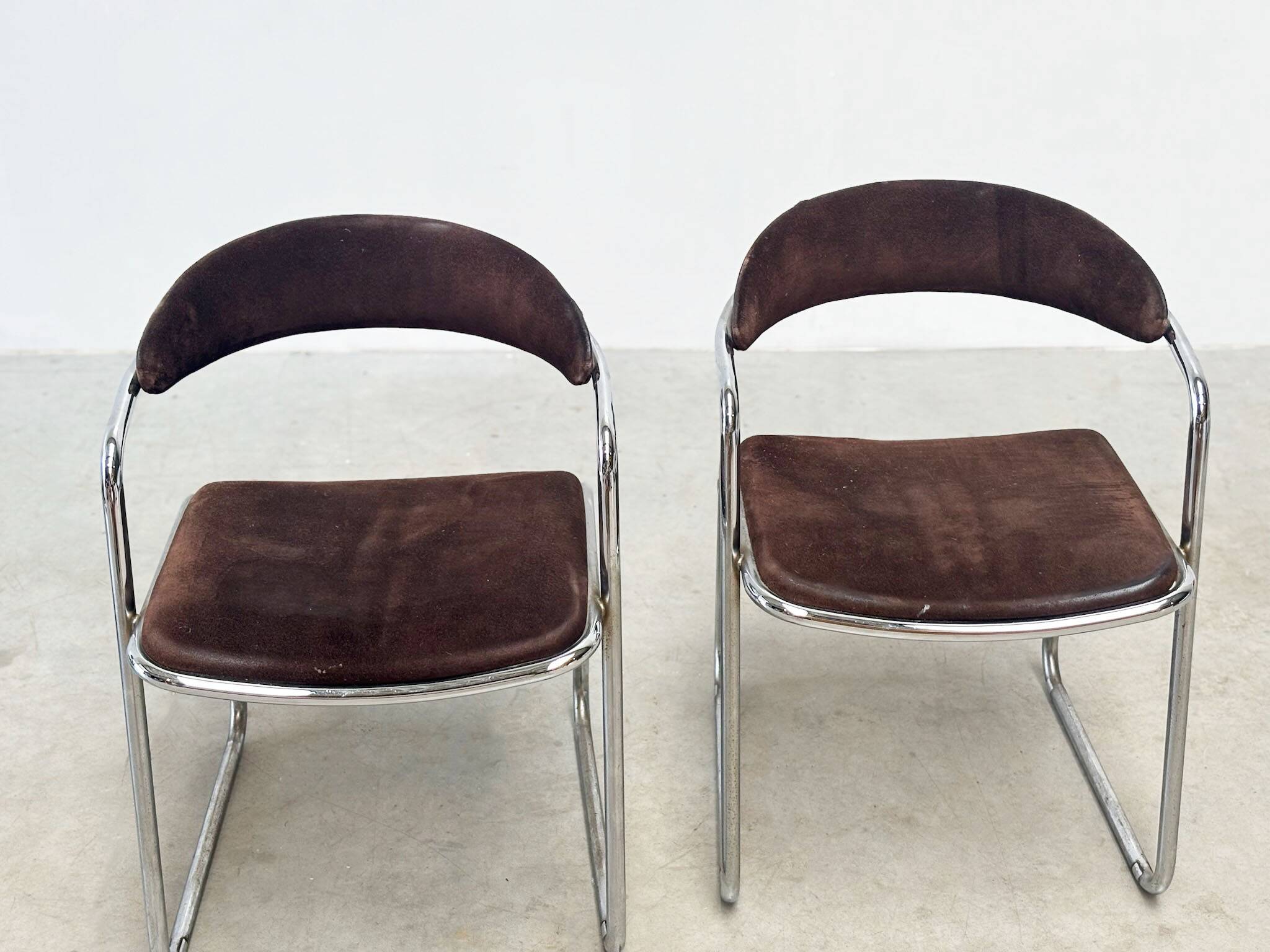 Chaises de salle à manger chromées italiennes