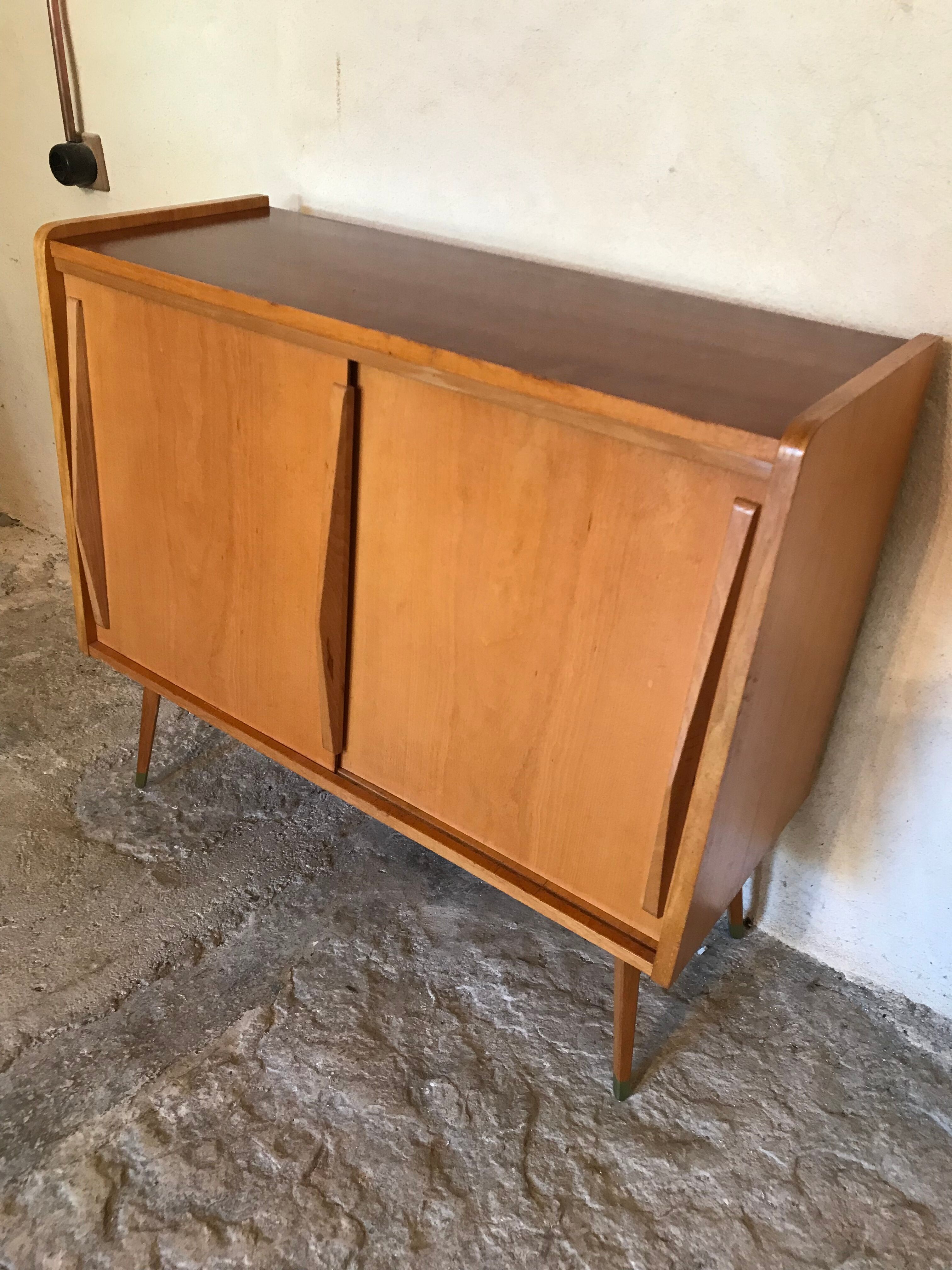 Vintage storage cabinet sliding doors and compass legs