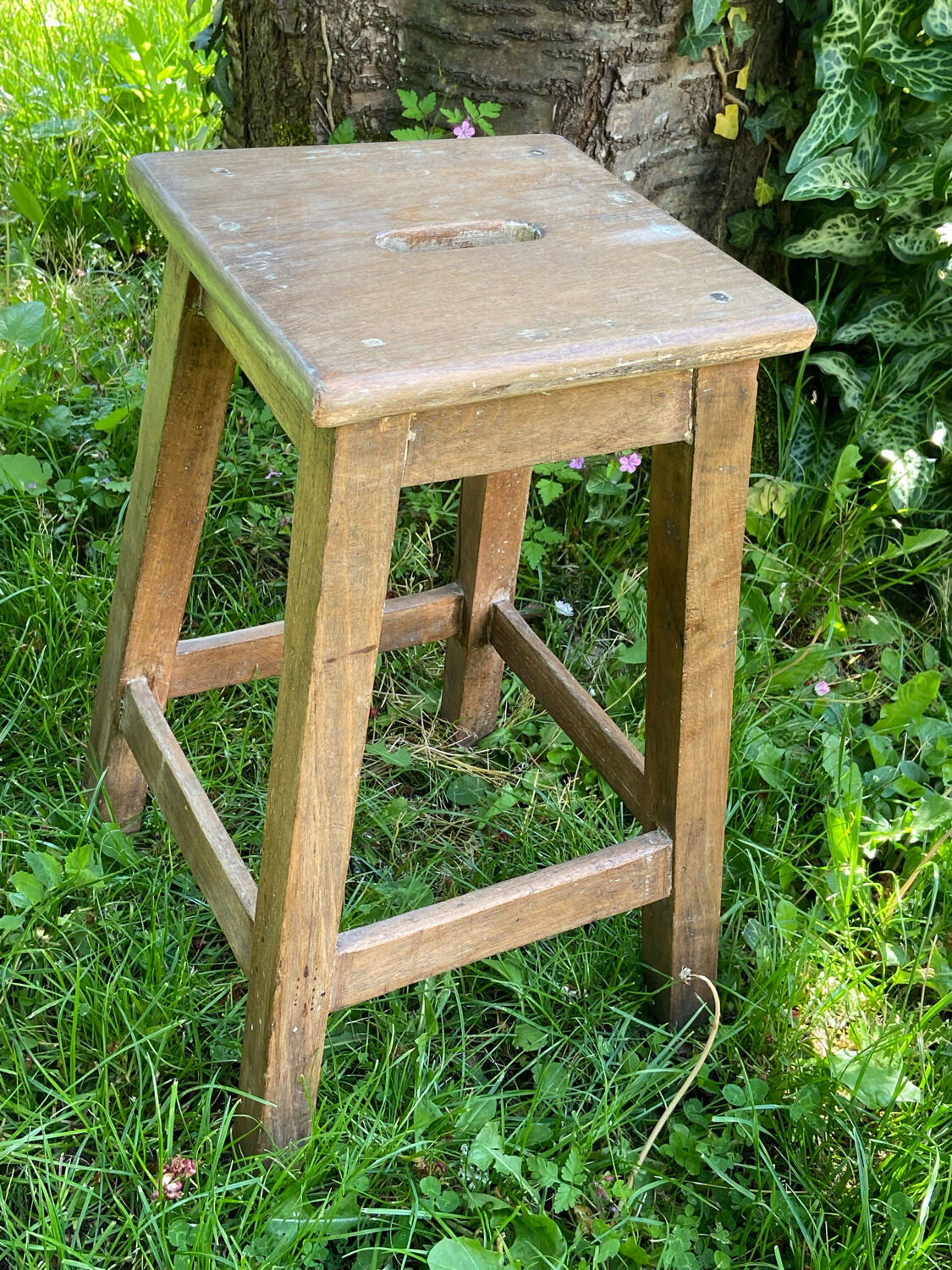 Solid oak workshop stool