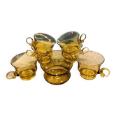 Set of cups and blown glass sugar bowl ölogne