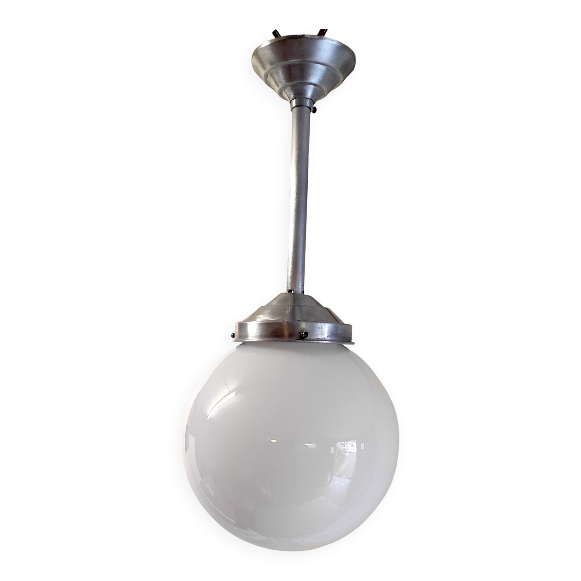 Opaline globe pendant light - mid-20th century