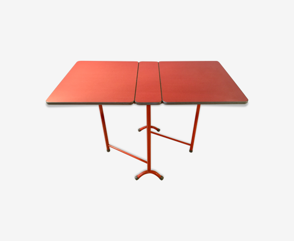Table pliante pliable formica orange vintage | Selency