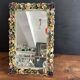 Italian wall mirror in polychrome floral metal, 1950s
