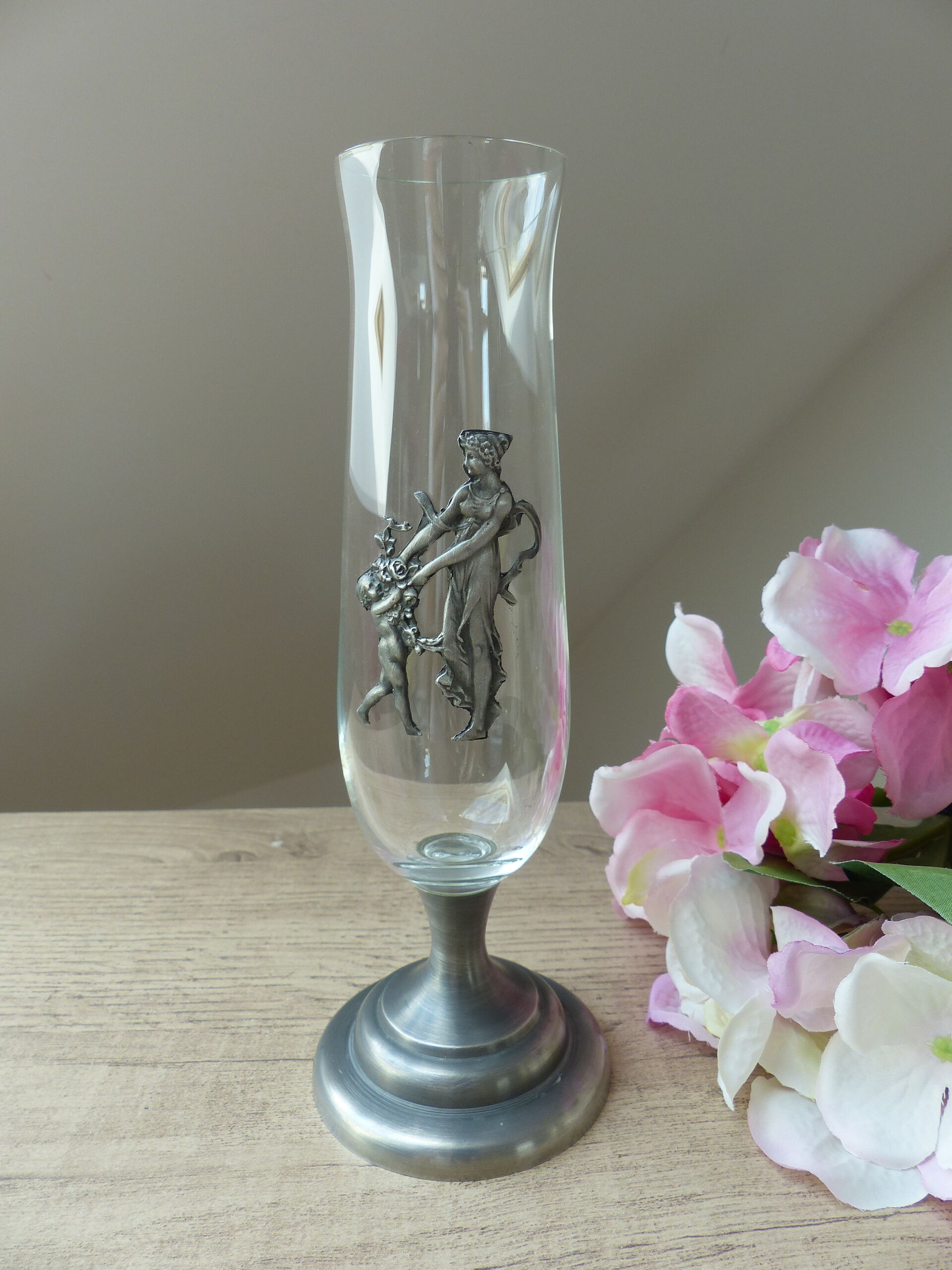 Glass and metal soliflore vase