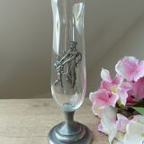 Glass and metal soliflore vase