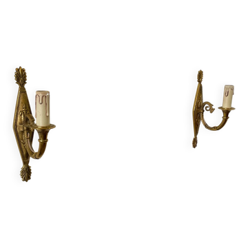 Pair of wall sconces in gilded brass – Louis XVI / neoclassical style