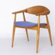 Fauteuil vintage, design allemand des années 1960 – Hêtre et teck, revêtement bleu