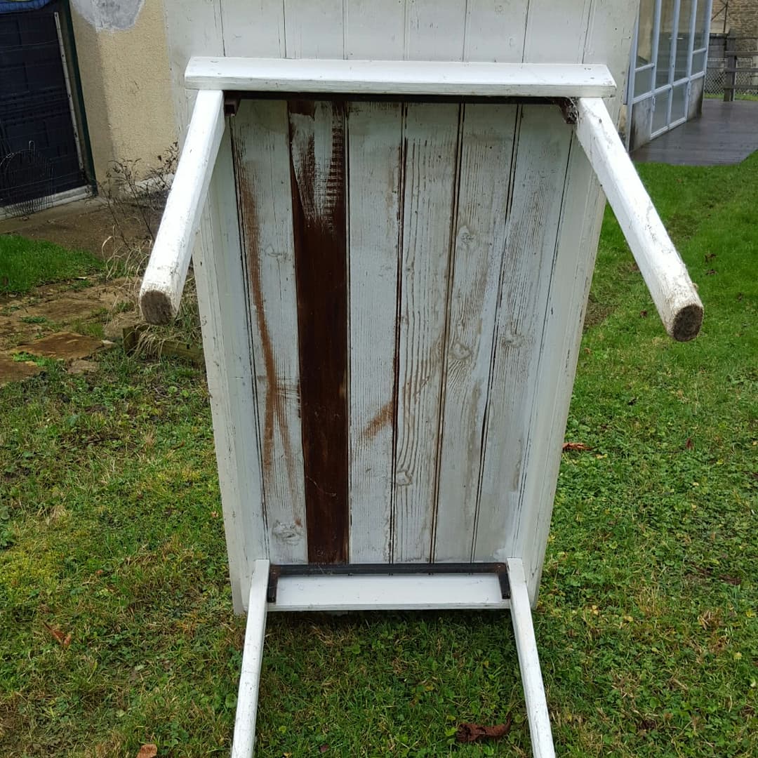 White wood loom table