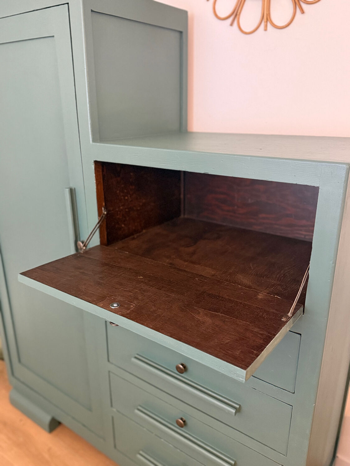 Art Deco Secretary Cabinet in solid wood