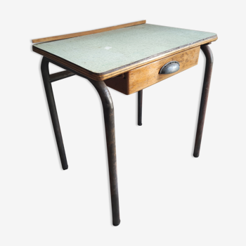 Bureau pupitre enfant écolier bois formica à tiroir