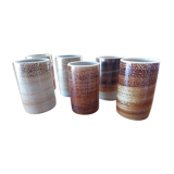 6 signed stoneware cups