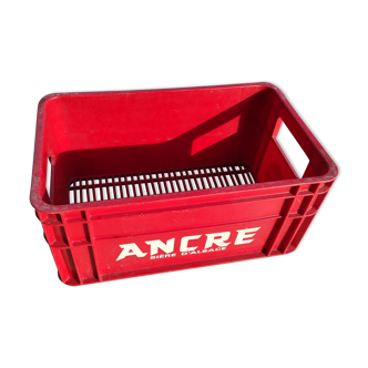 red plastic vintage locker for 35 bottles of 25 cl ANCRE beer