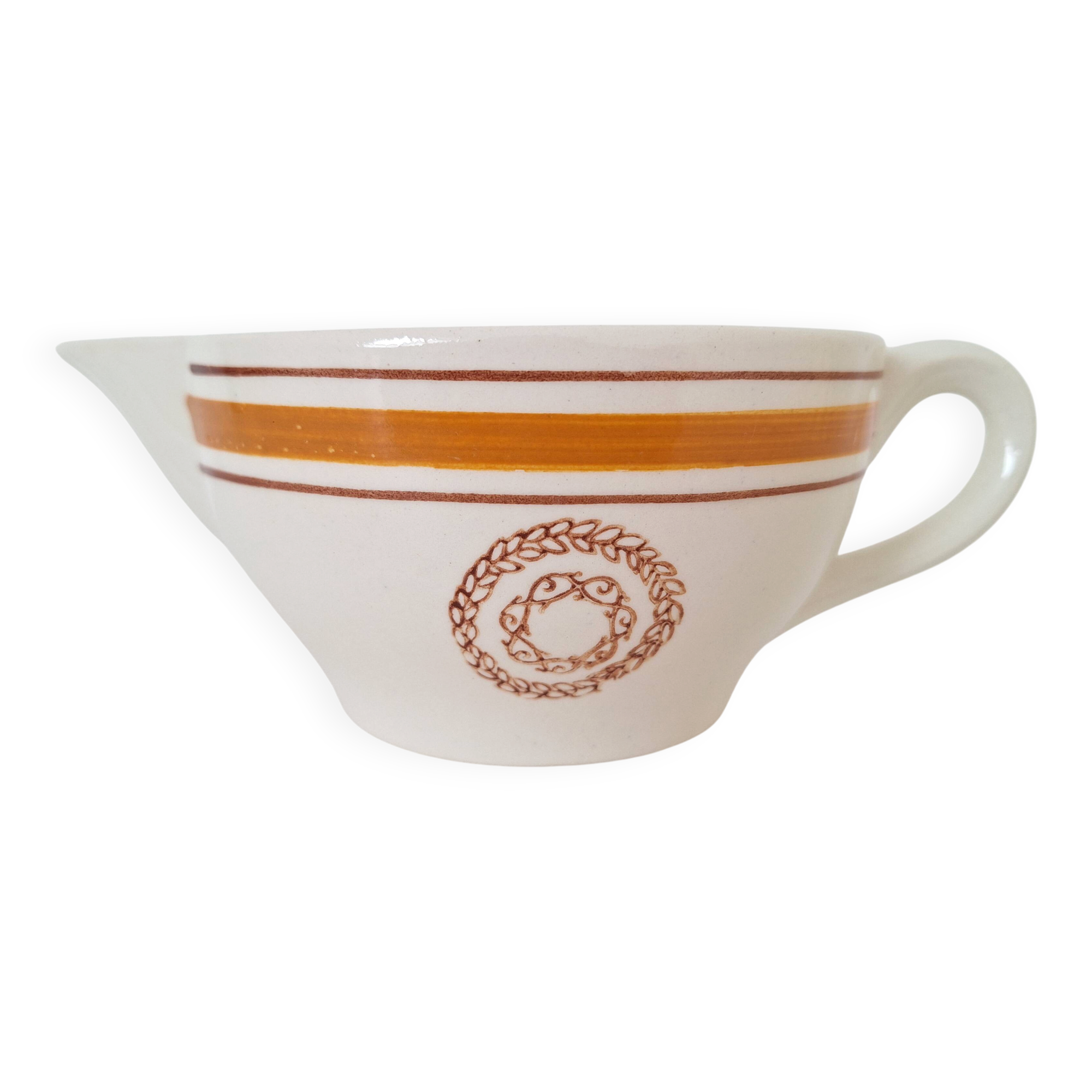 Saucière Gien marron et orange modèle Ladon