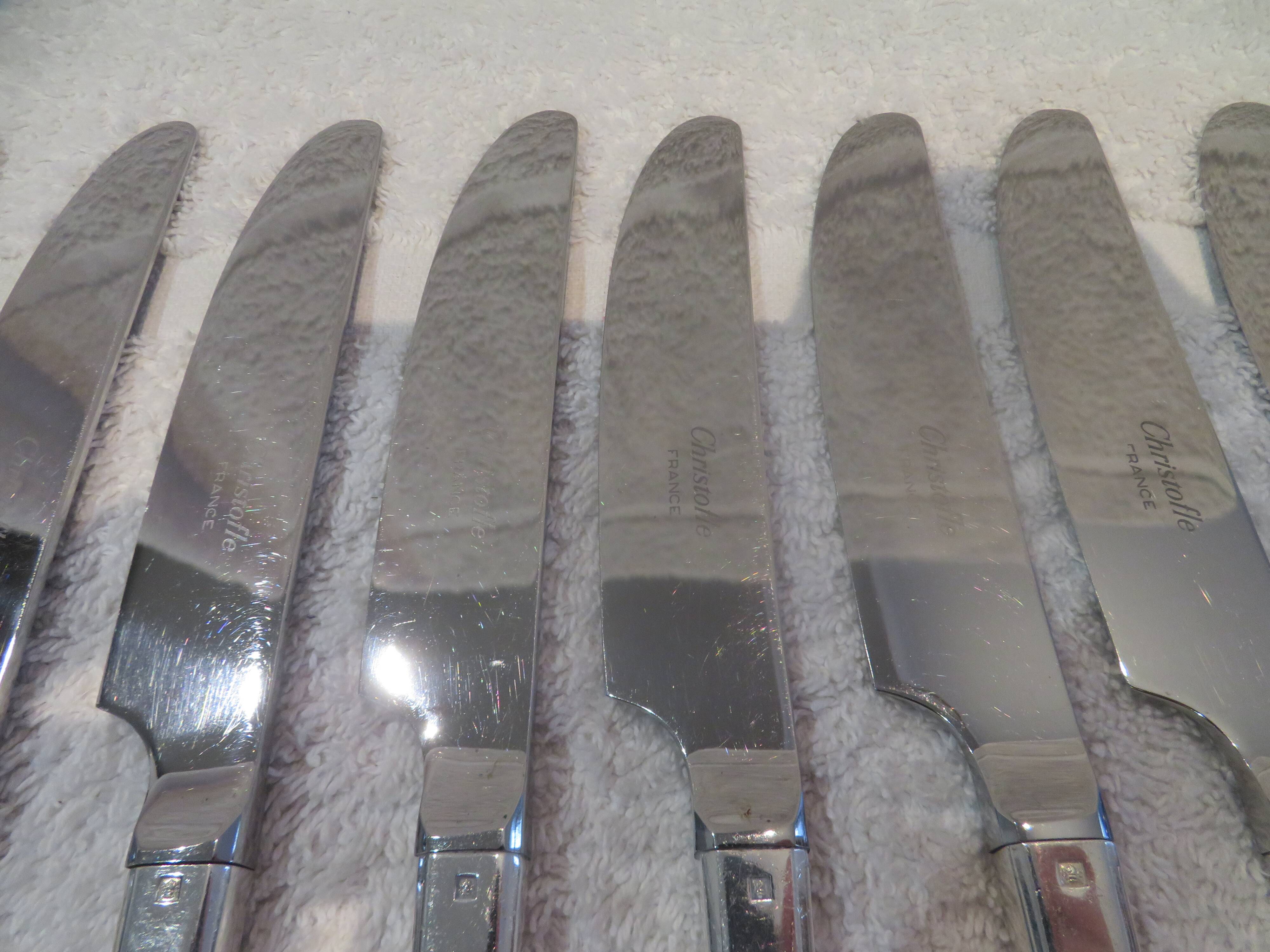 12 table knives with silver-plated metal handles, Christofle Concorde, 23.7 cm