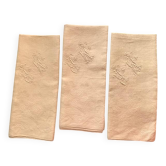 serviettes anciennes monogrammées