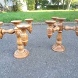 Pair of turned wooden candlesticks