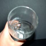 Grand verre à bière vintage en verre émaillé fleurs de houblon H22cm