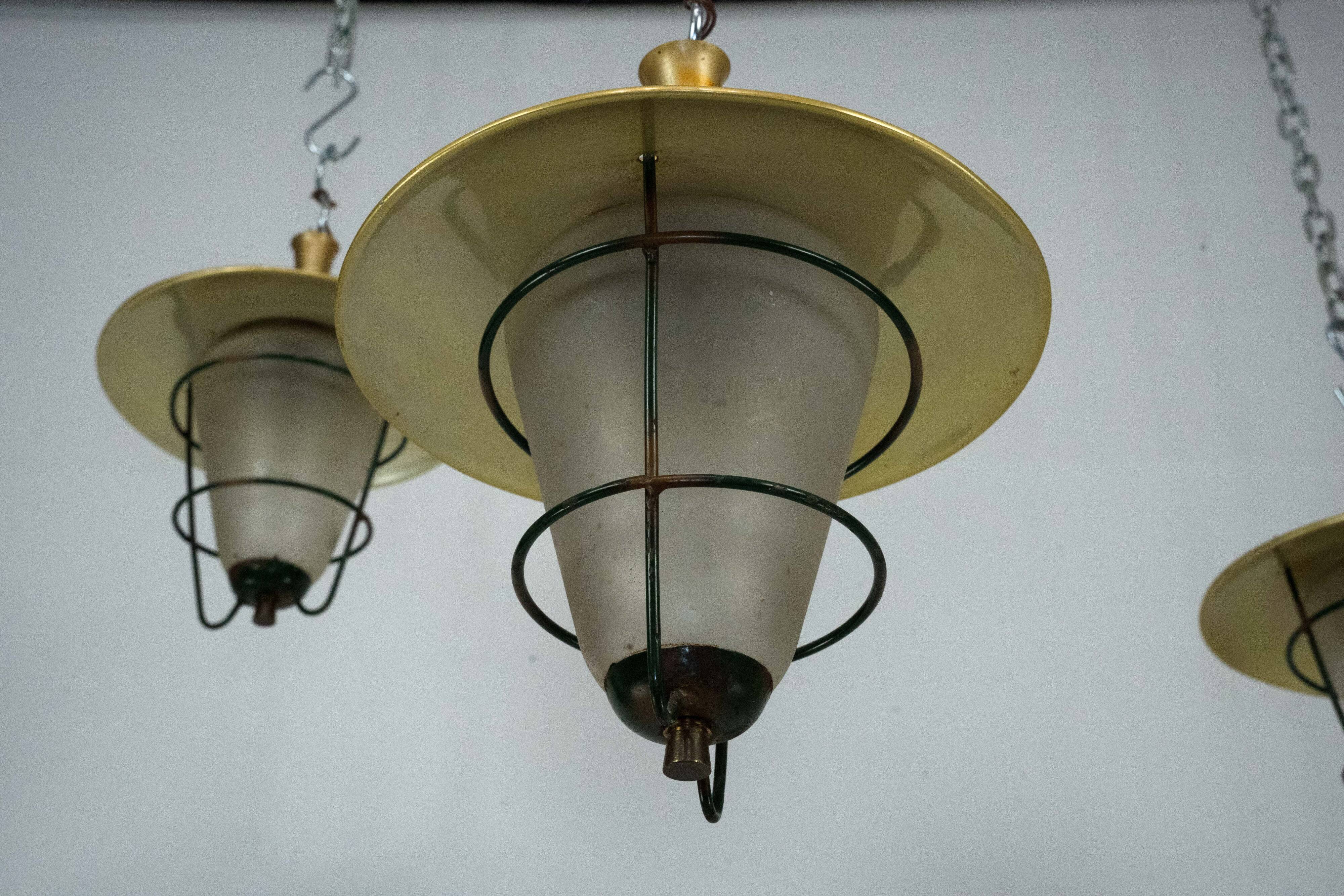 Set of three Mid-Century lanterns. Italy 1960s