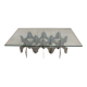 Table basse sculpturale minimaliste en métal et verre – 1970