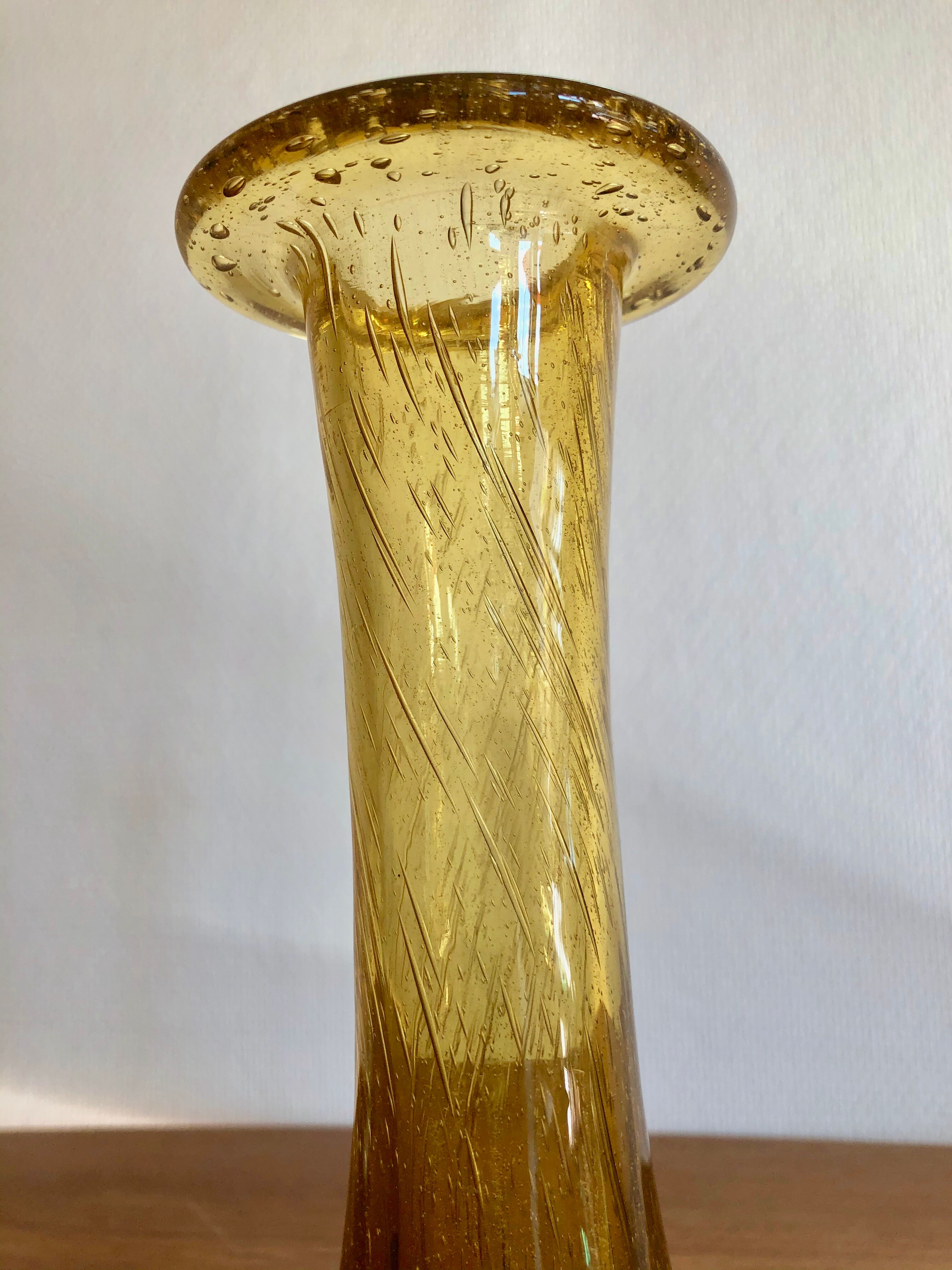 Yellow blown glass decanter