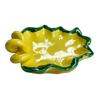 Ceramic yellow vallauris dish