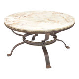 Table ronde fer forgé onyx, 1950