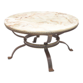 Table ronde fer forgé onyx, 1950