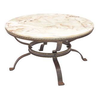 Table ronde fer forgé onyx, 1950