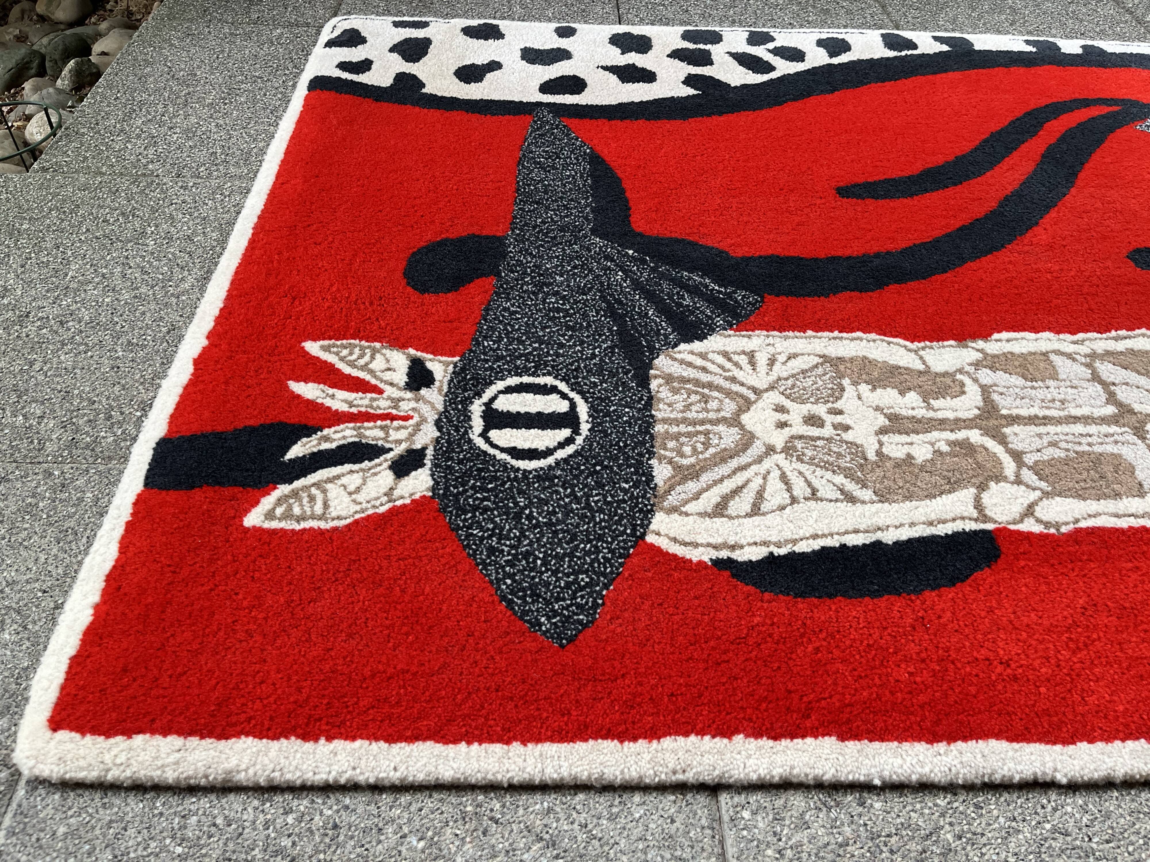 Tufted rug, "fish/cat"