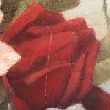 Tableau huile sur bois fleurs  bouquet de roses anciennes 1930 signé