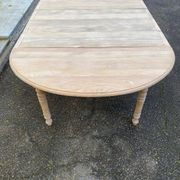 Table à manger ronde extensible Louis Philippe à volets rénovée avec 4 rall