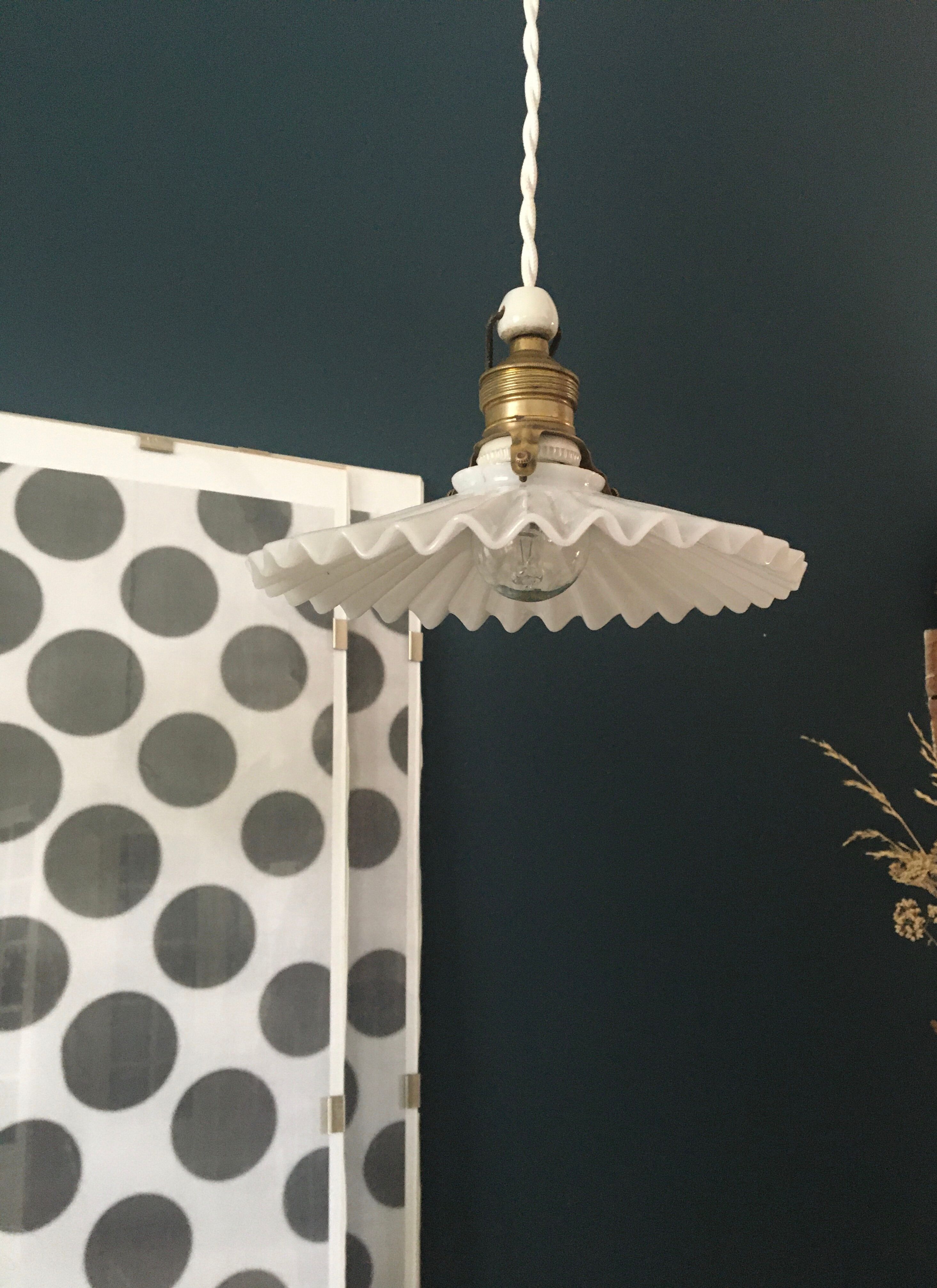 Umbrella opaline, brass and braided cable 2m