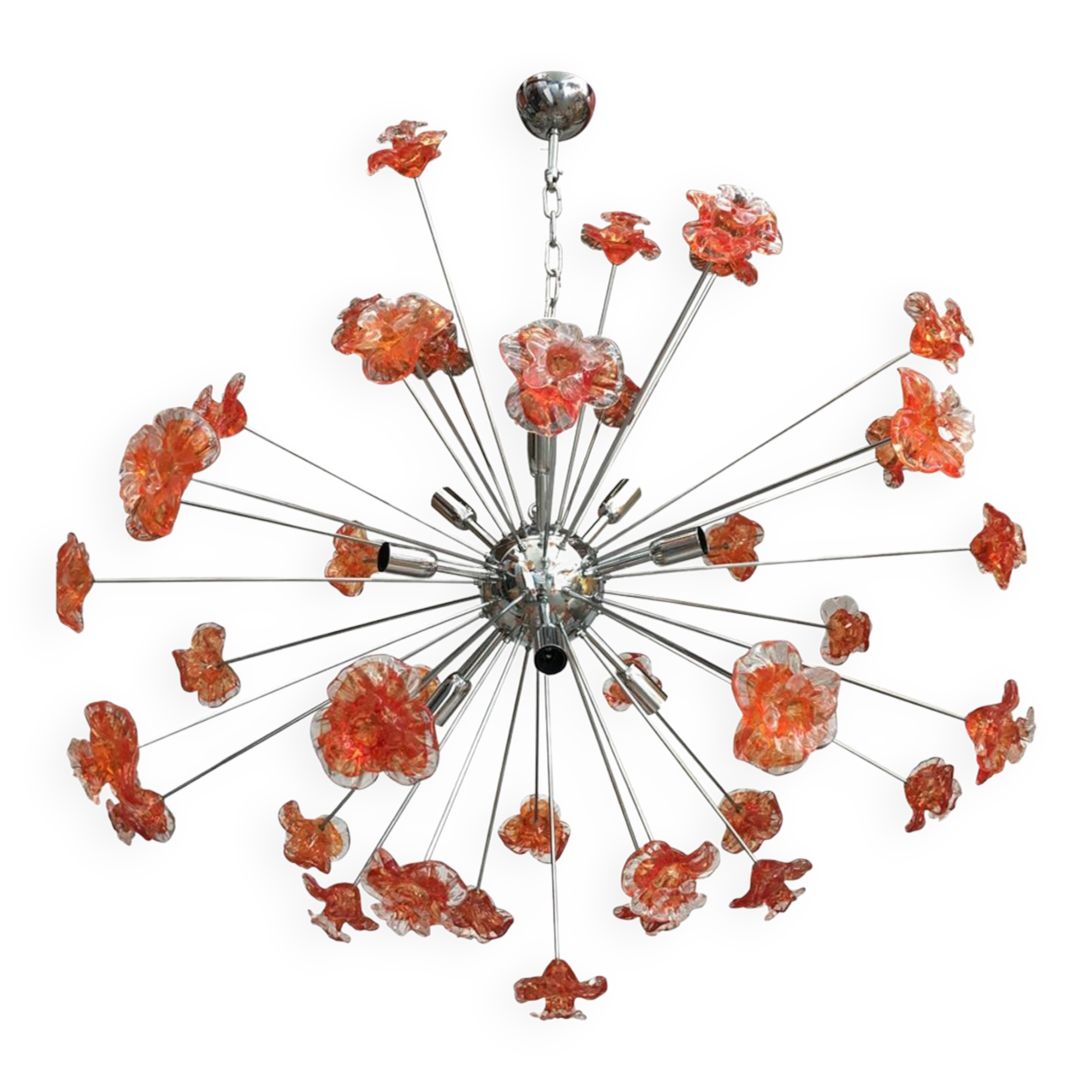 Red flowers Murano glass sputnik chandelier