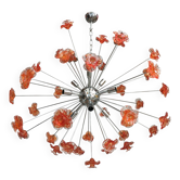 Lustre fleurs rouges Murano verre spoutnik