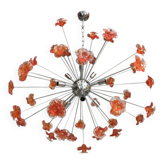 Red flowers Murano glass sputnik chandelier