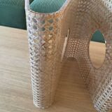 Plexiglass magazine rack with cane work, 1970