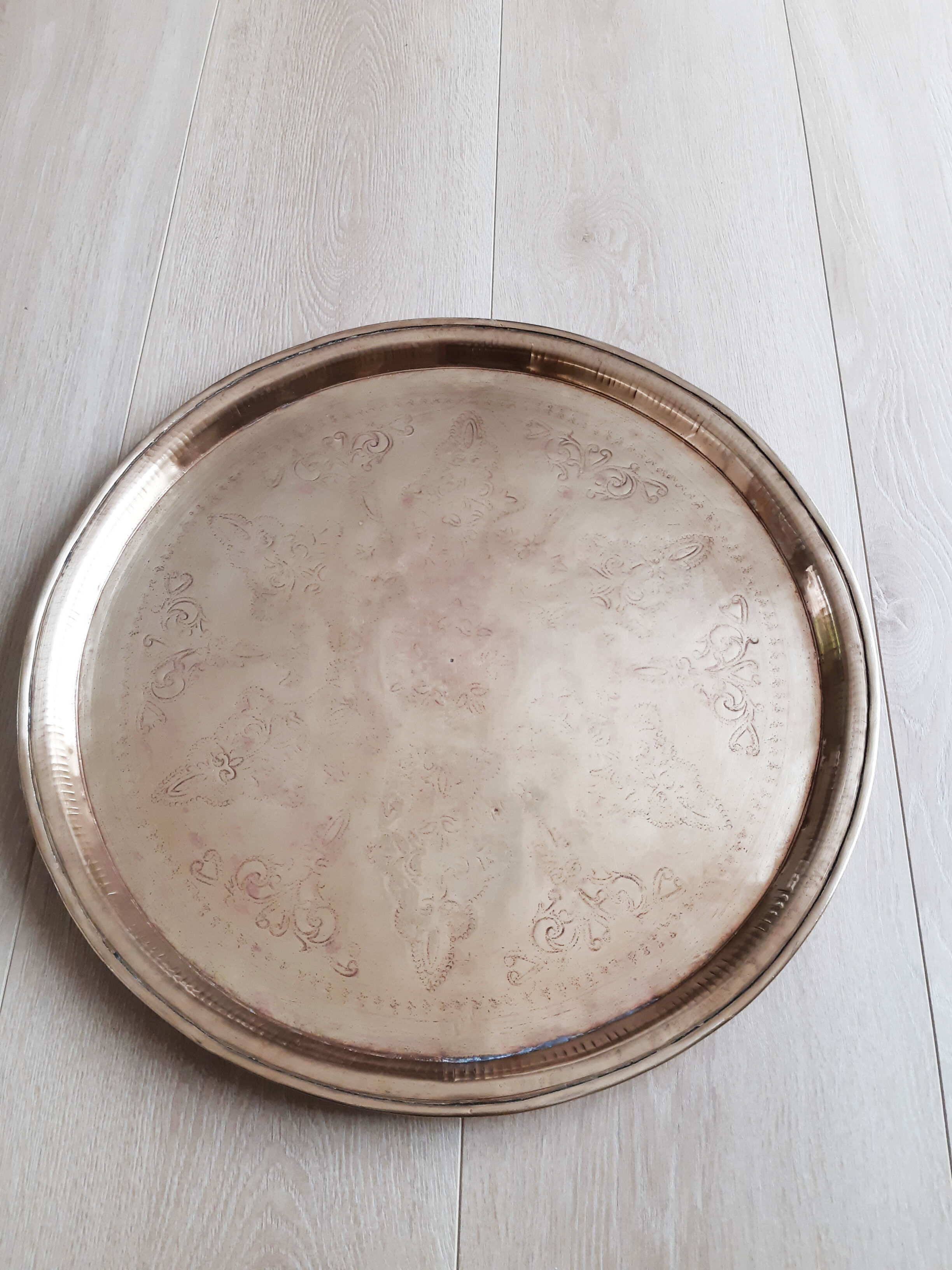 Round copper top ancient hammered, Moroccan, antique