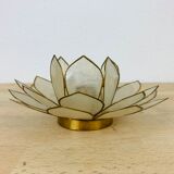 Candle holder flower lotus mother-of-pearl and brass