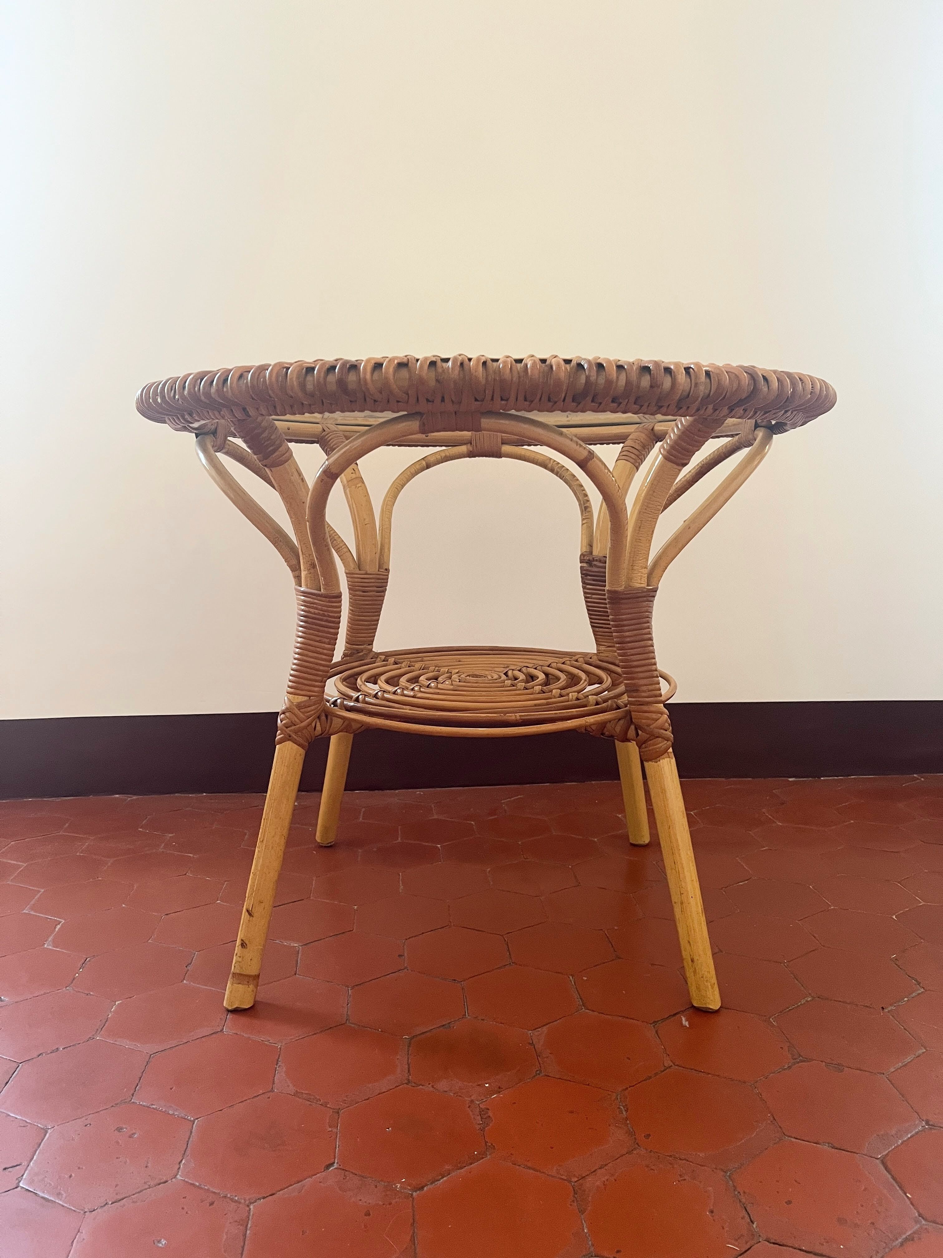 1960s rattan round table
