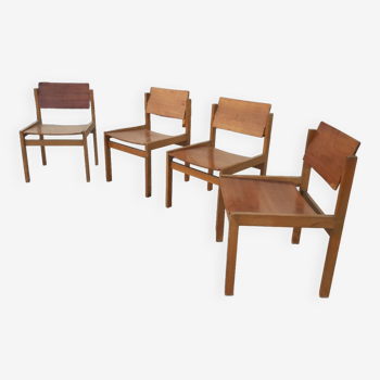 Series of 4 modernist chairs 1970